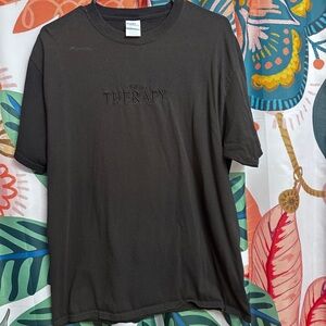Port and Company i lie in therapy embroidered all black tee